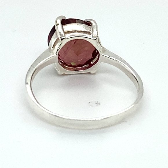 Red Tourmaline 3.61ct Platinum Finish Solid 925 Sterling Silver Ring - Picture 5 of 7